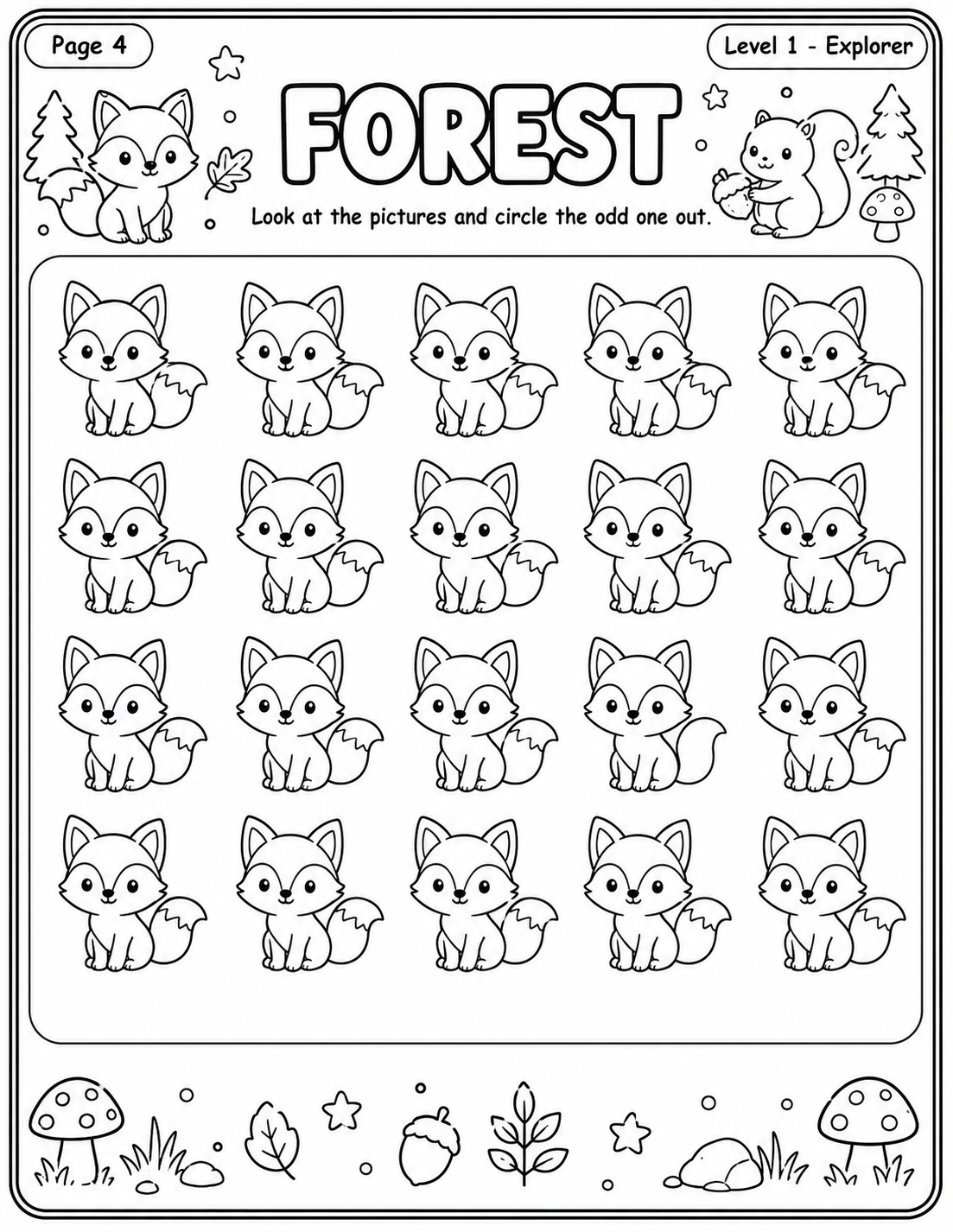 Forest Odd One Out worksheet preview